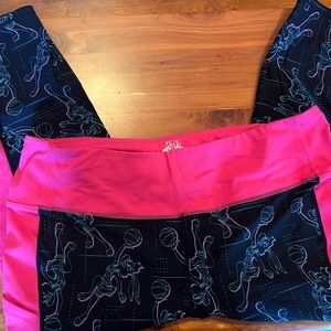 Discontinued space jam 3/4 length high waist yoga pants.